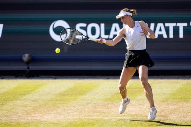 BAD HOMBURG, GERMANY - JUNE 23: Liudmila Samsonova during the Bad Homburg Open powered by Solarwatt Singles match between Liudmila Samsonova vs Elina Svitolina (UKR) at Kurpark Bad Homburg on June 23, 2026 in Bad Homburg, Germany. Hessen Germany Copyright: xSteffiexWunderlx