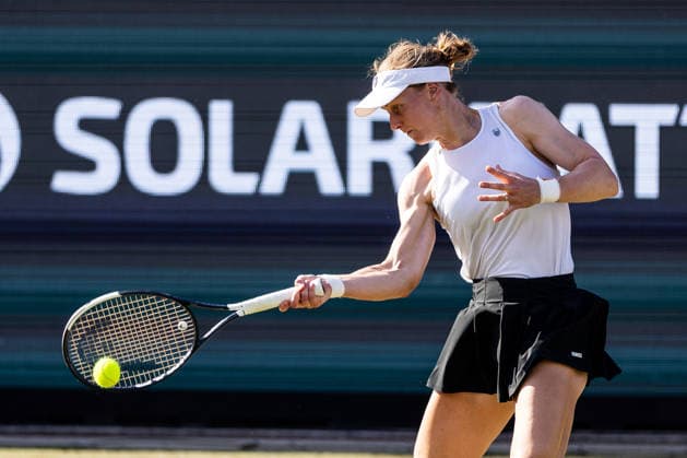 BAD HOMBURG, GERMANY - JUNE 23: Liudmila Samsonova during the Bad Homburg Open powered by Solarwatt Singles match between Liudmila Samsonova vs Elina Svitolina (UKR) at Kurpark Bad Homburg on June 23, 2026 in Bad Homburg, Germany. Hessen Germany Copyright: xSteffiexWunderlx