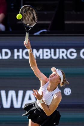 BAD HOMBURG, GERMANY - JUNE 23: Liudmila Samsonova during the Bad Homburg Open powered by Solarwatt Singles match between Liudmila Samsonova vs Elina Svitolina (UKR) at Kurpark Bad Homburg on June 23, 2026 in Bad Homburg, Germany. Hessen Germany Copyright: xSteffiexWunderlx