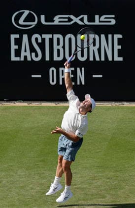 RECORD DATE NOT STATED 23rd June 2026; Devonshire Park Lawn Tennis Club, Eastbourne, East Sussex, England; Lexus Eastbourne Open Tennis, Day Three; Arthur Fery (GBR) serves to Roman Andres Burruchaga (ARG) HongboxChen