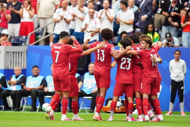 Portugal v Uzbekistan - FIFA World Cup, WM, Weltmeisterschaft, Fussball 2026 - Group K HOUSTON, USA - JUNE 23: Cristiano Ronaldo of Portugal celebrates with his teammates after scoring a goal during the 2026 FIFA World Cup First Stage Group K match between Portugal and Uzbekistan at NRG Stadium (Houston Stadium) in Houston, Texas, United States on June 23, 2026. Hakan Akgun Anadolu Texas United States. Editorial use only. Please get in touch for any other usage.  Copyright: x2026xAnadoluxHakanxAkgunx