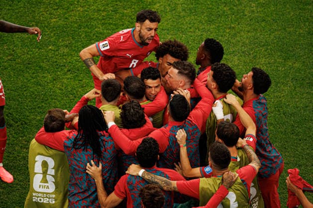 Cristiano Ronaldo and players of Portugal seen celebrating after scoring goal during FIFA World Cup, WM, Weltmeisterschaft, Fussball 2026 game between national teams of Portugal and Uzbekistan (Grzegorz Wajda Ball Raw Images) Houston Houston Stadium USA Copyright: xGrzegorzxWajdax grzegorzwajda_portugal_uzbekistan_2526_2-23