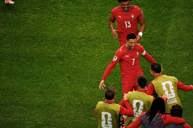Cristiano Ronaldo seen celebrating after scoring goal during FIFA World Cup, WM, Weltmeisterschaft, Fussball 2026 game between national teams of Portugal and Uzbekistan (Grzegorz Wajda Ball Raw Images) Houston Houston Stadium USA Copyright: xGrzegorzxWajdax grzegorzwajda_portugal_uzbekistan_2526_2-20