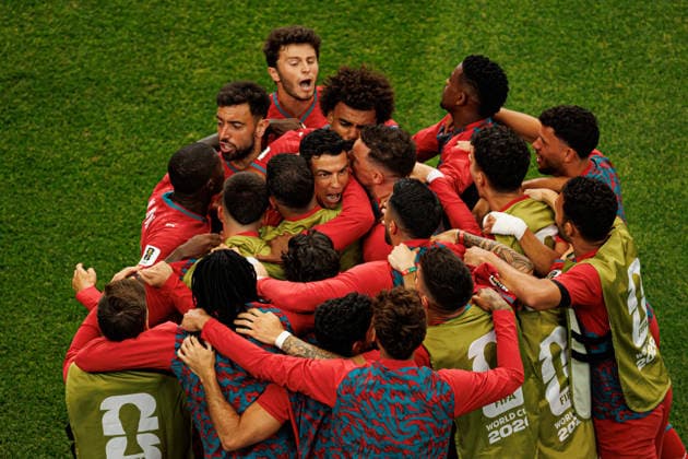 Cristiano Ronaldo and players of Portugal seen celebrating after scoring goal during FIFA World Cup, WM, Weltmeisterschaft, Fussball 2026 game between national teams of Portugal and Uzbekistan (Grzegorz Wajda Ball Raw Images) Houston Houston Stadium USA Copyright: xGrzegorzxWajdax grzegorzwajda_portugal_uzbekistan_2526_2-25