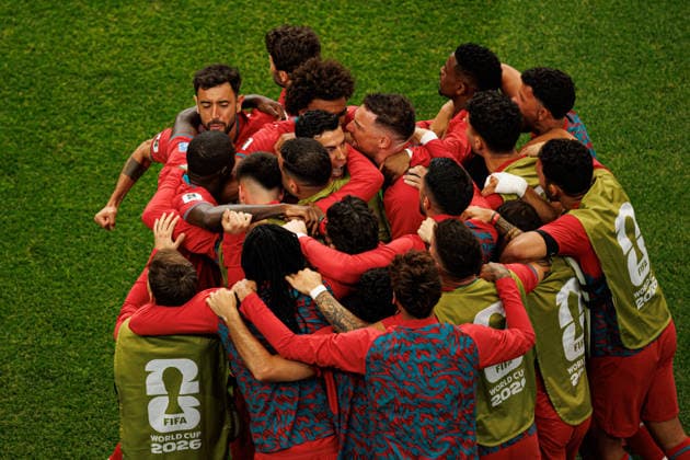 Cristiano Ronaldo and players of Portugal seen celebrating after scoring goal during FIFA World Cup, WM, Weltmeisterschaft, Fussball 2026 game between national teams of Portugal and Uzbekistan (Grzegorz Wajda Ball Raw Images) Houston Houston Stadium USA Copyright: xGrzegorzxWajdax grzegorzwajda_portugal_uzbekistan_2526_2-27