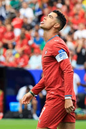 Cristiano Ronaldo of Portugal reacts during the Group K soccer match between Portugal and Uzbekistan at the 2026 FIFA World Cup, WM, Weltmeisterschaft, Fussball 2026 group stage match at the Houston stadium, United States, 23 June 2026. FIFA World Cup 2026 - Group K - Portugal vs Uzbekistan !ACHTUNG: NUR REDAKTIONELLE NUTZUNG!  Copyright: xCarlosxRamirezx GRAF4314 0859839089st