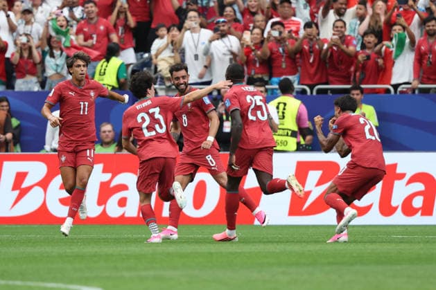 Nuno Mendes (25) of Portugal celebrates after scoring the 2-0 goal during the Group K soccer match between Portugal and Uzbekistan at the 2026 FIFA World Cup, WM, Weltmeisterschaft, Fussball 2026 group stage match at the Houston stadium, United States, 23 June 2026. FIFA World Cup 2026 - Group K - Portugal vs Uzbekistan !ACHTUNG: NUR REDAKTIONELLE NUTZUNG!  Copyright: xCarlosxRamirezx GRAF4318 20260623-55020685601_1