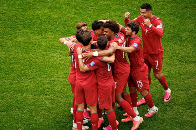 Players of Portugal seen celebrating after goal from Nuno Mendes during FIFA World Cup, WM, Weltmeisterschaft, Fussball 2026 game between national teams of Portugal and Uzbekistan (Grzegorz Wajda Ball Raw Images) Houston Houston Stadium USA Copyright: xGrzegorzxWajdax grzegorzwajda_portugal_uzbekistan_2526_4-21