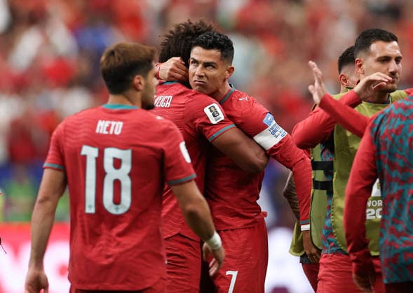 (260624) -- HOUSTON, June 24, 2026 -- Cristiano Ronaldo (3rd L) of Portugal celebrates scoring with teammates during the group K match between Portugal and Uzbekistan at the 2026 FIFA World Cup, WM, Weltmeisterschaft, Fussball at Houston Stadium in Houston, the United States, June 23, 2026. ) (SP)U.S.-HOUSTON-FOOTBALL-FIFA WORLD CUP-GROUP K-POR VS UZB LixMing 