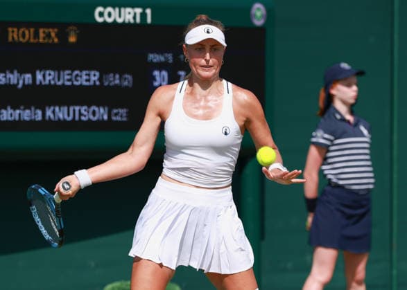 Gabriela Knutson (CZE), Damen Einzel, Ladies Singles, Qualifikation, Wimbledon Tennis - Wimbledon 2026 - Grand Slam ITF ATP, Tennis Herren WTA, Tennis Damen - AELTC - London - - Great Britain - 23 June 2026. *** Gabriela Knutson CZE, Womens Singles, Qualifying, Wimbledon Tennis, Wimbledon 2026, Grand Slam, ITF, ATP, WTA, AELTC, London, Great Britain, June 23, 2026,detected_source_language Copyright: xJuergenxHasenkopfx