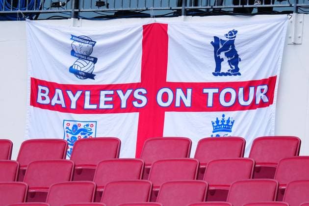 EFL club flags amongst the England fans England v Ghana, 2026 FIFA World Cup, WM, Weltmeisterschaft, Fussball Group L, Football, Boston Stadium, Foxborough, Massachusetts, USA - 23 Jun 2026Foxborough Boston Stadium Massachusetts (MA) United States of America EDITORIAL USE ONLY No use with unauthorised audio, video, data, fixture lists, club league logos or live services. Online in-match use limited to 120 images, no video emulation. No use in betting, games or single club league player publications.  Copyright: xJavierxGarcia Shutterstockx 16956021s