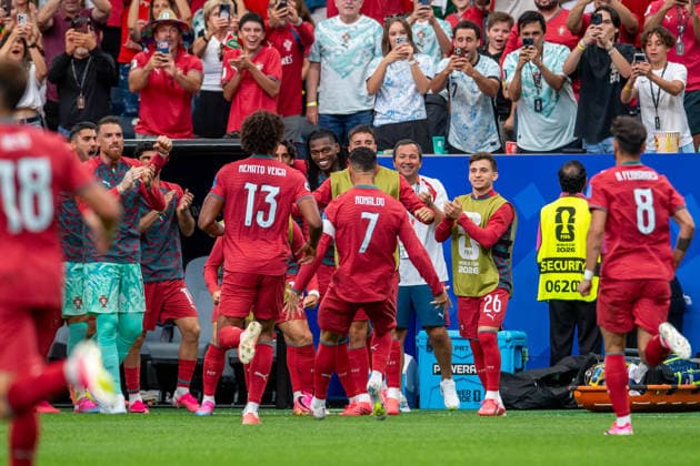 June 23, 2026: Portugal forward Cristiano Ronaldo (7) celebrates his goal with teammates during a FIFA World Cup, WM, Weltmeisterschaft, Fussball Group K match between Portugal and Uzbekistan in Houston, TX. .. CSM FIFA World Cup 2026: Portugal Vs Uzbekistan JUN 23  - ZUMAc04_ 20260623_faf_c04_031 Copyright: xTraskxSmithx