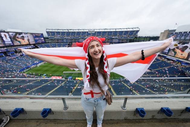 England fan England v Ghana, 2026 FIFA World Cup, WM, Weltmeisterschaft, Fussball Group L, Football, Boston Stadium, Foxborough, Massachusetts, USA - 23 Jun 2026Foxborough Boston Stadium Massachusetts (MA) United States of America EDITORIAL USE ONLY No use with unauthorised audio, video, data, fixture lists, club league logos or live services. Online in-match use limited to 120 images, no video emulation. No use in betting, games or single club league player publications.  Copyright: xIsmaelxAdnan Shutterstockx 16956027t