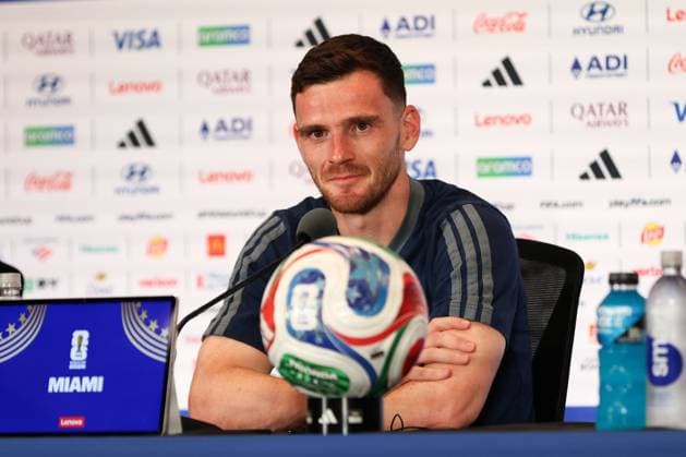 Andy Robertson of Scotland during a press conference, PK, Pressekonferenz Scotland Press Conference, 2026 FIFA World Cup, WM, Weltmeisterschaft, Fussball Football, Miami Stadium, Miami, Florida, USA - 23 Jun 2026Miami Miami Stadium Florida (FL) United States of America EDITORIAL USE ONLY No use with unauthorised audio, video, data, fixture lists, club league logos or live services. Online in-match use limited to 120 images, no video emulation. No use in betting, games or single club league player publications.  Copyright: xChrisxArjoon Shutterstockx 16956019d