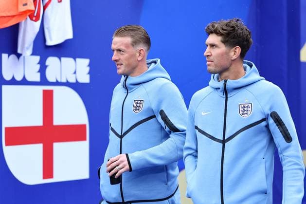 Jordan Pickford of England and John Stones of England arrives England v Ghana, 2026 FIFA World Cup, WM, Weltmeisterschaft, Fussball Group L, Football, Boston Stadium, Foxborough, Massachusetts, USA - 23 Jun 2026Foxborough Boston Stadium Massachusetts (MA) United States of America EDITORIAL USE ONLY No use with unauthorised audio, video, data, fixture lists, club league logos or live services. Online in-match use limited to 120 images, no video emulation. No use in betting, games or single club league player publications.  Copyright: xMichaelxZemanek Shutterstockx 16956026l