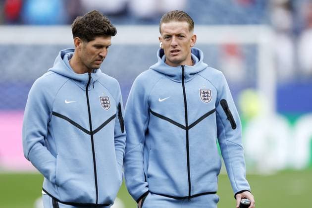 FOXBOROUGH - (LR) John Stones of England, England goalkeeper Jordan Pickford during the FIFA World Cup, WM, Weltmeisterschaft, Fussball 2026 Group L match between England and Ghana at Boston Stadium on June 23, 2026 in Foxborough, United States. MAURICE VAN STEEN ANP FIFA World Cup 2026 2026 xVIxANPxSportx xMauricexvanxSteenxIVx 561769790 originalFilename: 561769790.jpg
