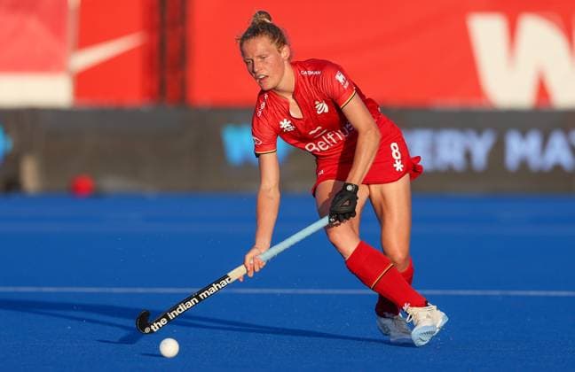 Belgium s Emma Puvrez pictured in action during a hockey game between Belgian national team, Nationalteam Red Panthers and Australia, Tuesday 23 June 2026 in Wavre, match 13 16 in the group stage of the women s FIH Pro League competition. VIRGINIExLEFOUR  x179007433x