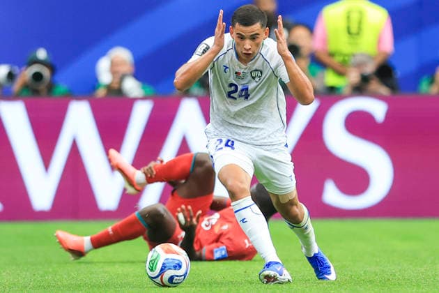 Uzbek midfielder Bekhruz Karimov during the Group K soccer match between Portugal and Uzbekistan at the 2026 FIFA World Cup, WM, Weltmeisterschaft, Fussball 2026 group stage match at the Houston stadium, United States, 23 June 2026. FIFA World Cup 2026 - Group K - Portugal vs Uzbekistan !ACHTUNG: NUR REDAKTIONELLE NUTZUNG!  Copyright: xCarlosxRamirezx GRAF4402 0859845467st