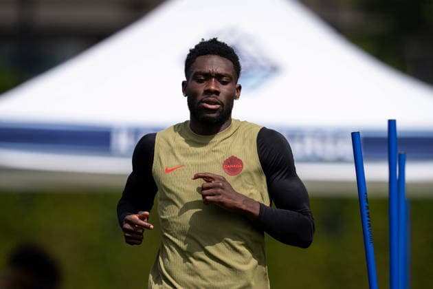 June 23, 2026, Vancouver, Bc, CANADA: Canada s Alphonso Davies participates during a FIFA World Cup, WM, Weltmeisterschaft, Fussball training session in Vancouver on Tuesday, June 23, 2026. Canada News - June 23, 2026  - ZUMAc35_ 20260623_zaf_c35_048 Copyright: xEthanxCairnsx