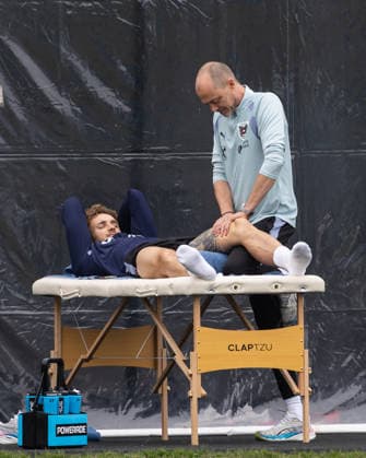 SOCCER - FIFA World Cup, WM, Weltmeisterschaft, Fussball 2026, preview SANTA BARBARA,CALIFORNIA,USA,23.JUN.26 - SOCCER - FIFA World Cup 2026, USA, Mexico, Canada, preview, OEFB, Oesterreichischer Fussball-Bund, training team AUT. Image shows Stefan Posch and Simon Stadler.  GEPAxpictures xArminxRauthner