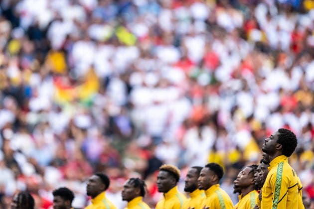 260623 Players of Ghana during the national anthem ahead of the FIFA World Cup, WM, Weltmeisterschaft, Fussball 2026 group stage football match between England and Ghana on June 23, 2026 in Foxborough. Photo: Jon Olav Nesvold BILDBYRAN COP 217 JE0135 fotboll football soccer fotball vm fotbolls-vm fotball-vm fotbolls-vm 2026 fifa world cup 2026 13 bbeng *** June 23, 2026  Copyright: JONxOLAVxNESVOLD BB260623JE017