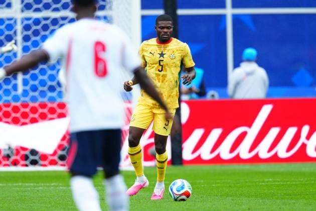 Thomas Partey of Ghana England v Ghana, 2026 FIFA World Cup, WM, Weltmeisterschaft, Fussball Group L, Football, Boston Stadium, Foxborough, Massachusetts, USA - 23 Jun 2026Foxborough Boston Stadium Massachusetts (MA) United States of America EDITORIAL USE ONLY No use with unauthorised audio, video, data, fixture lists, club league logos or live services. Online in-match use limited to 120 images, no video emulation. No use in betting, games or single club league player publications.  Copyright: xJavierxGarcia Shutterstockx 16956021bs
