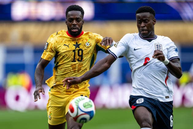260623 Inaki Williams of Ghana and Marc Guehi of England during the FIFA World Cup, WM, Weltmeisterschaft, Fussball 2026 group stage football match between England and Ghana on June 23, 2026 in Foxborough. Photo: Jon Olav Nesvold BILDBYRAN COP 217 JE0135 fotboll football soccer fotball vm fotbolls-vm fotball-vm fotbolls-vm 2026 fifa world cup 2026 13 bbeng *** 260623 Inaki Williams of Ghana and Marc Guehi of England during the 2026 FIFA World Cup group stage soccer match between England and Ghana on June 23, 2026 in Foxborough. Photo by Jon Olav Nesvold, BILDBYRAN COP 217 JE0135 soccer football fotball World Cup soccer World Cup 2026 FIFA World Cup 2026 13 bbeng,detected_source_language  Copyright: JONxOLAVxNESVOLD BB260623JE030