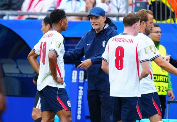 Jude Bellingham with Thomas Tuchel, coach of England England v Ghana, 2026 FIFA World Cup, WM, Weltmeisterschaft, Fussball Group L, Football, Boston Stadium, Foxborough, Massachusetts, USA - 23 Jun 2026Foxborough Boston Stadium Massachusetts (MA) United States of America EDITORIAL USE ONLY No use with unauthorised audio, video, data, fixture lists, club league logos or live services. Online in-match use limited to 120 images, no video emulation. No use in betting, games or single club league player publications.  Copyright: xJavierxGarcia Shutterstockx 16956021by