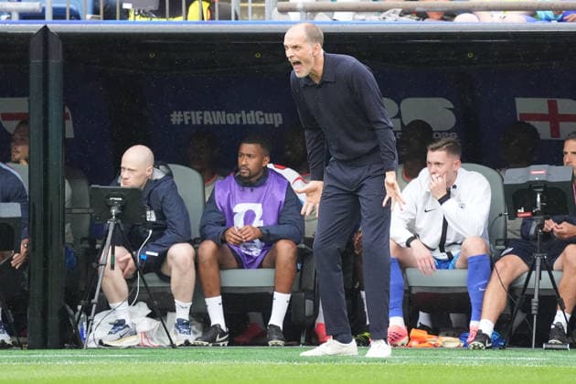 Trainer Thomas Tuchel (England) regt sich auf - Boston 23.06.2026: England vs. Ghana, Gilette Stadium, World Cup 26 Gruppe L, 2. Spieltag *** Coach Thomas Tuchel