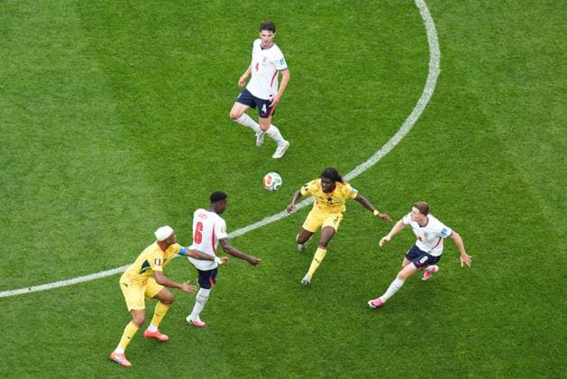 Marc Guehi of England heads clear England v Ghana, 2026 FIFA World Cup, WM, Weltmeisterschaft, Fussball Group L, Football, Boston Stadium, Foxborough, Massachusetts, USA - 23 Jun 2026Foxborough Boston Stadium Massachusetts (MA) United States of America EDITORIAL USE ONLY No use with unauthorised audio, video, data, fixture lists, club league logos or live services. Online in-match use limited to 120 images, no video emulation. No use in betting, games or single club league player publications.  Copyright: xIsmaelxAdnan Shutterstockx 16956027ce
