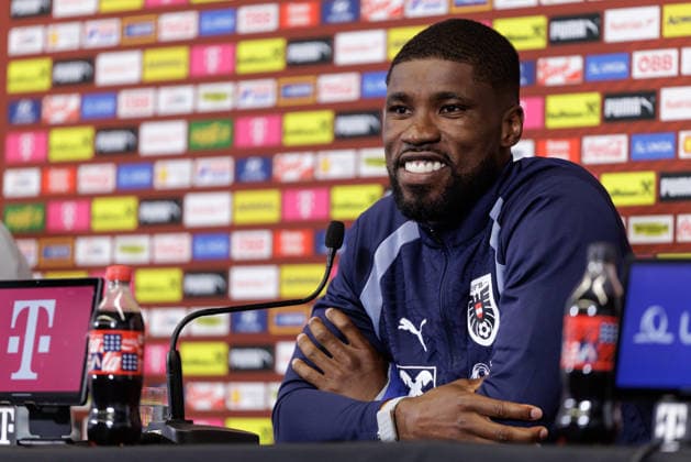 SOCCER - FIFA World Cup, WM, Weltmeisterschaft, Fussball 2026, preview SANTA BARBARA,CALIFORNIA,USA,23.JUN.26 - SOCCER - FIFA World Cup 2026, USA, Mexico, Canada, preview, OEFB, Oesterreichischer Fussball-Bund, press conference, PK, Pressekonferenz team AUT. Image shows Kevin Danso (AUT).  GEPAxpictures xArminxRauthner
