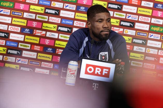 SOCCER - FIFA World Cup, WM, Weltmeisterschaft, Fussball 2026, preview SANTA BARBARA,CALIFORNIA,USA,23.JUN.26 - SOCCER - FIFA World Cup 2026, USA, Mexico, Canada, preview, OEFB, Oesterreichischer Fussball-Bund, press conference, PK, Pressekonferenz team AUT. Image shows Kevin Danso (AUT).  GEPAxpictures xArminxRauthner