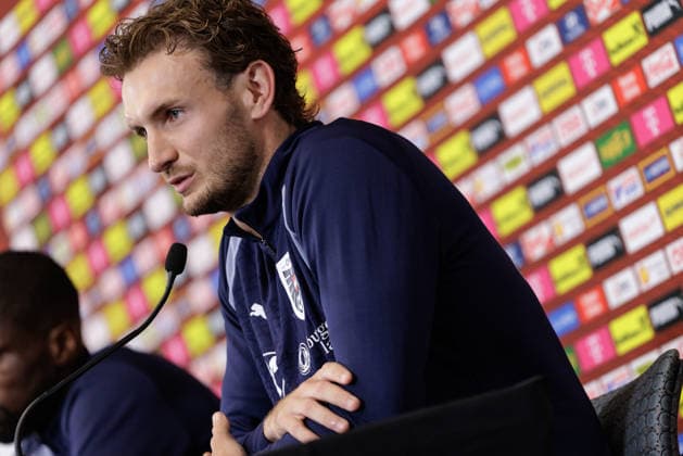 SOCCER - FIFA World Cup, WM, Weltmeisterschaft, Fussball 2026, preview SANTA BARBARA,CALIFORNIA,USA,23.JUN.26 - SOCCER - FIFA World Cup 2026, USA, Mexico, Canada, preview, OEFB, Oesterreichischer Fussball-Bund, press conference, PK, Pressekonferenz team AUT. Image shows Stefan Posch (AUT).  GEPAxpictures xArminxRauthner