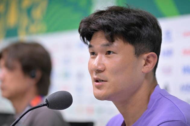 2026 FIFA World Cup, WM, Weltmeisterschaft, Fussball - Group A - South Korea s press conference, PK, Pressekonferenz South Korean player Kim Min-jae speaks at a press conference in Monterrey, Mexico, 23 June 2026. South Korea will face South Africa in their 2026 FIFA World Cup Group A soccer match on 25 June. MONTERREY Mexico  Copyright: xMIGUELxSIERRAx