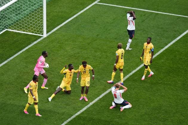 Harry Kane of England reacts to missing an opportunity from close range England v Ghana, 2026 FIFA World Cup, WM, Weltmeisterschaft, Fussball Group L, Football, Boston Stadium, Foxborough, Massachusetts, USA - 23 Jun 2026Foxborough Boston Stadium Massachusetts (MA) United States of America EDITORIAL USE ONLY No use with unauthorised audio, video, data, fixture lists, club league logos or live services. Online in-match use limited to 120 images, no video emulation. No use in betting, games or single club league player publications.  Copyright: xIsmaelxAdnan Shutterstockx 16956027ds