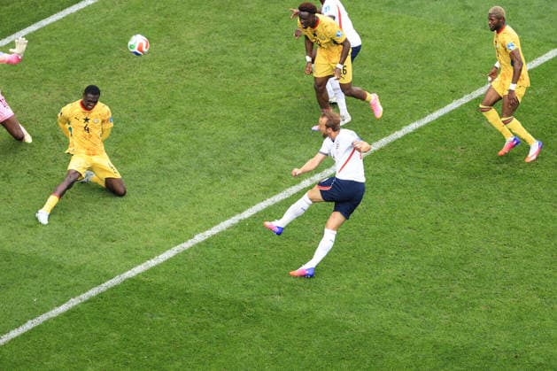 Football - FIFA World Cup, WM, Weltmeisterschaft, Fussball - Group L - England v Ghana 23rd June 2026 - FIFA World Cup - Group L - England v Ghana - Harry Kane of England volleys the ball over the bar - Photo: Simon Stacpoole Offside. Foxborough USA *** Fußball – FIFA-Weltmeisterschaft, Gruppe L  Copyright: xSimonxStacpoolexOffside