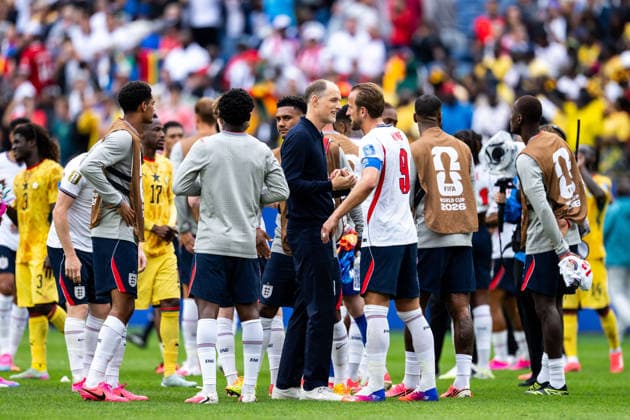 260623 Head coach Thomas Tuchel and Harry Kane of England after the FIFA World Cup, WM, Weltmeisterschaft, Fussball 2026 group stage football match between England and Ghana on June 23, 2026 in Foxborough. Photo: Jon Olav Nesvold BILDBYRAN COP 217 JE0135 fotboll football soccer fotball vm fotbolls-vm fotball-vm fotbolls-vm 2026 fifa world cup 2026 13 bbeng *** June 23, 2026  Copyright: JONxOLAVxNESVOLD BB260623JE077