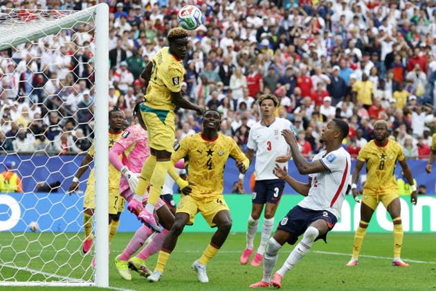 FIFA World Cup, WM, Weltmeisterschaft, Fussball 2026 - Group L - England vs Ghana Kojo Peprah Oppong of Ghana (2-L) in action during the FIFA World Cup 2026 group stage match England against Ghana, in Boston, Massachusetts, USA, 23 June 2026. Foxborough United States  Copyright: xGREGxM.xCOOPERx