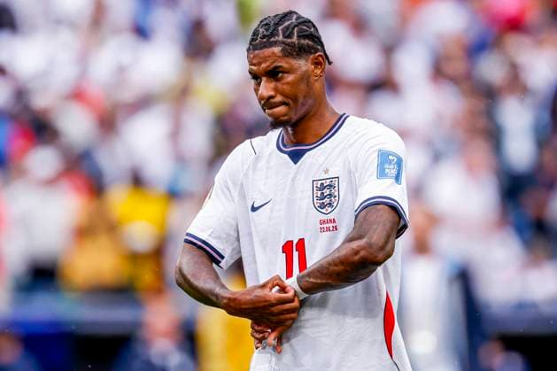 Marcus Rashford of England looks dejected , Group L - FIFA World Cup, WM, Weltmeisterschaft, Fussball 2026, England v Ghana, Boston Stadium, June 23, 2026, Boston, United States.