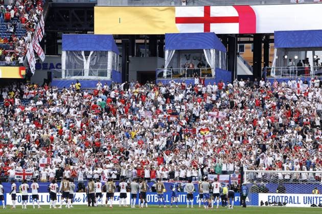 FOXBOROUGH - England fans during the FIFA 2026 World Cup Group L match between England and Ghana at Boston Stadium on June 23, 2026, in Foxborough, United States. MAURICE VAN STEEN ANP FIFA World Cup, WM, Weltmeisterschaft, Fussball 2026 2026 xVIxANPxSportx xMauricexvanxSteenxIVx 561784532 originalFilename: 561784532.jpg