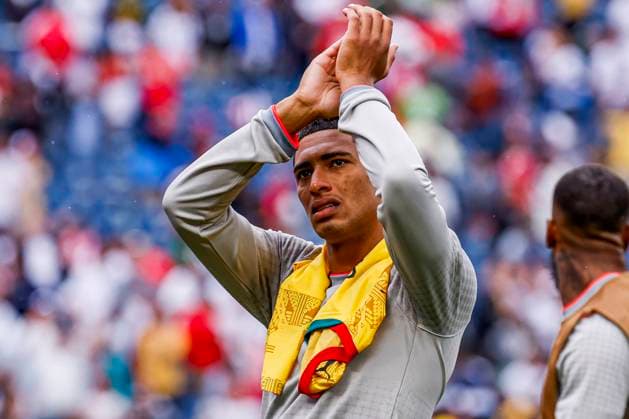 Jude Bellingham of England acknowledges the supporters after the final whistle , Group L - FIFA World Cup, WM, Weltmeisterschaft, Fussball 2026, England v Ghana, Boston Stadium, June 23, 2026, Boston, United States.