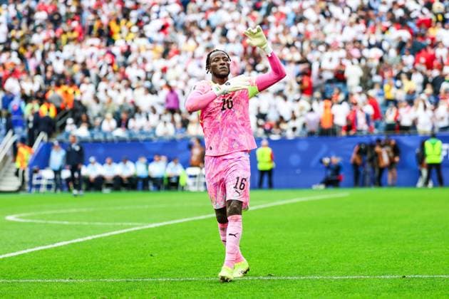 RECORD DATE NOT STATED FIFA World Cup, WM, Weltmeisterschaft, Fussball 2026 - Group L - England v Ghana Benjamin Asare goalkeeper of Ghana celebrates the 0-0 draw against England in the second round of Group L of the 2026 FIFA World Cup group stage at Boston Stadium, in Massachusetts, United States, on Tuesday, June 23, 2026.(Foto: William Volcov Brazil Photo Press IMAGO) Sports Foxborough MA United States of America Copyright: xWILLIAMxVOLCOVx