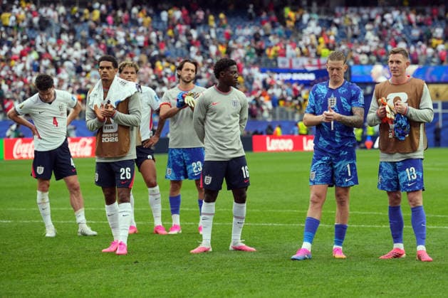 IPA85988091 - Jordan Pickford of England and the England players look disappointed during the Group L match between England and Ghana at the FIFA World Cup, WM, Weltmeisterschaft, Fussball in Boston, USA, on June 23, 2026  Copyright: xEmmanuelexMastrodonato IPAxSportx xx 85988091