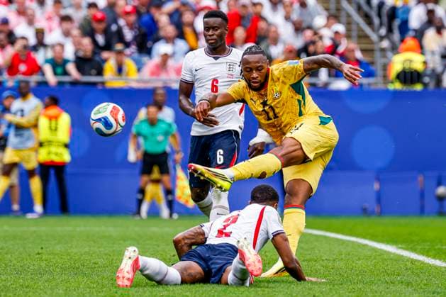 Antoine Semenyo of Ghana shoots on goal , Group L - FIFA World Cup, WM, Weltmeisterschaft, Fussball 2026, England v Ghana, Boston Stadium, June 23, 2026, Boston, United States.