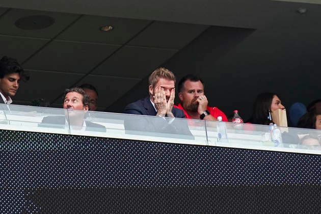 England v Ghana, FIFA World Cup, WM, Weltmeisterschaft, Fussball 2026 David Beckham reacts to a missed England chance during the England v Ghana FIFA WORLD CUP 2026 Group L match at Boston Stadium, Foxborough, United States on 23 June 2026 Credit: Eleanor Hoad Every Second Media Editorial use only. All images are copyright Every Second Media Limited. No images may be reproduced without prior permission. Copyright: xIMAGO EveryxSecondxMediax ESM-2047-0015 EleanorxHoadx xEveryxSecondxMediax