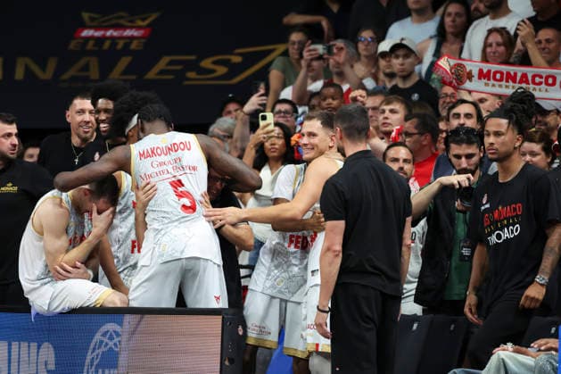 BASKET BALL : Paris Vs Monaco - Betclic Elite - 23 06 2026 Joie de Monaco en fin de match - Matthew Strazel (Monaco) ParisFrance  Copyright: xMichaelxBaucherx