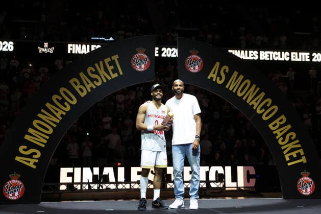 BASKET BALL : Paris Vs Monaco - Betclic Elite - 23 06 2026 Joie de Monaco en fin de match - Elie Okobo (Monaco) - Nicolas Batum ParisFrance  Copyright: xMichaelxBaucherx