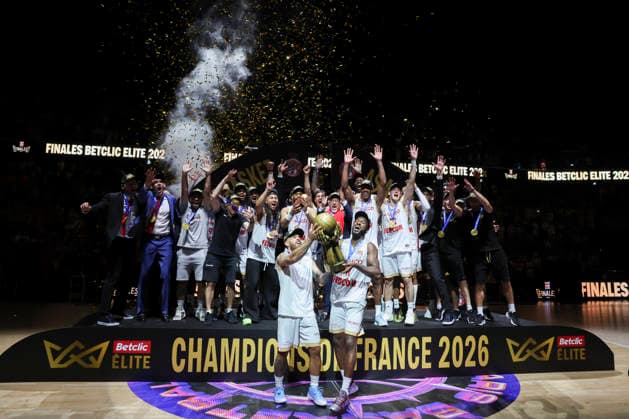 BASKET BALL : Paris Vs Monaco - Betclic Elite - 23 06 2026 Joie de Monaco en fin de match ParisFrance  Copyright: xMichaelxBaucherx