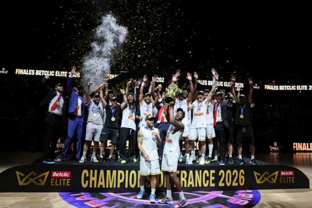 BASKET BALL : Paris Vs Monaco - Betclic Elite - 23 06 2026 Joie de Monaco en fin de match ParisFrance  Copyright: xMichaelxBaucherx