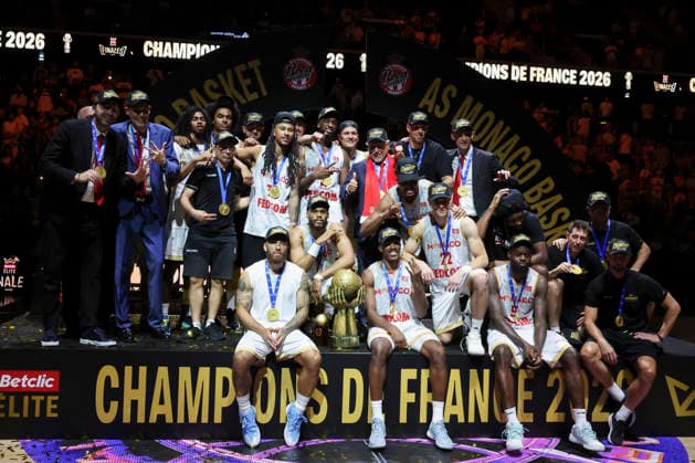 BASKET BALL : Paris Vs Monaco - Betclic Elite - 23 06 2026 Joie de Monaco en fin de match ParisFrance  Copyright: xMichaelxBaucherx